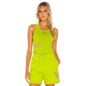 Frankie’s Bikinis Messman Tank Top in Grass Lemon Lime Cosette Butterfly Girly